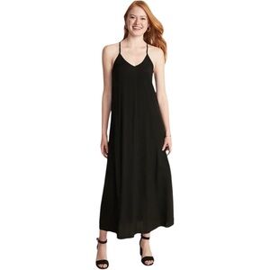 Old Navy V-Neck Black Maxi Shift Dress Racerback Women’s Medium